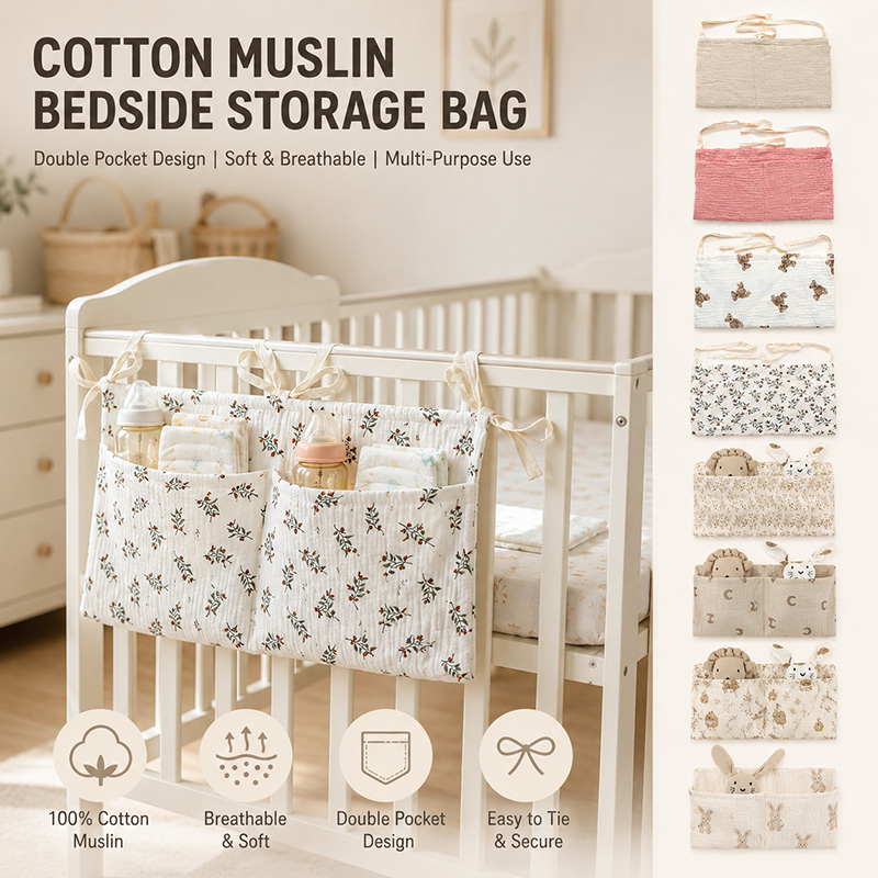 Baby Nursery Organiser - Муслиновый органайзер для детской кроватки, хлопковая