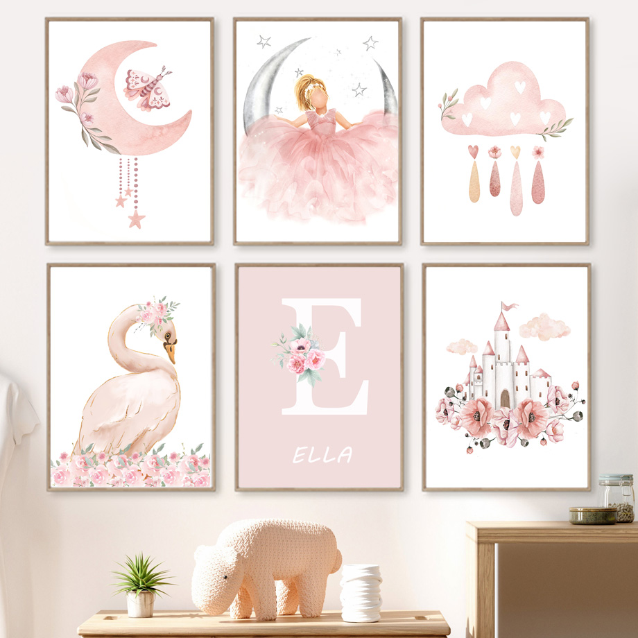 Animals Baby Nursery - Розовый Ангел Девушка Солнце Луна Облако