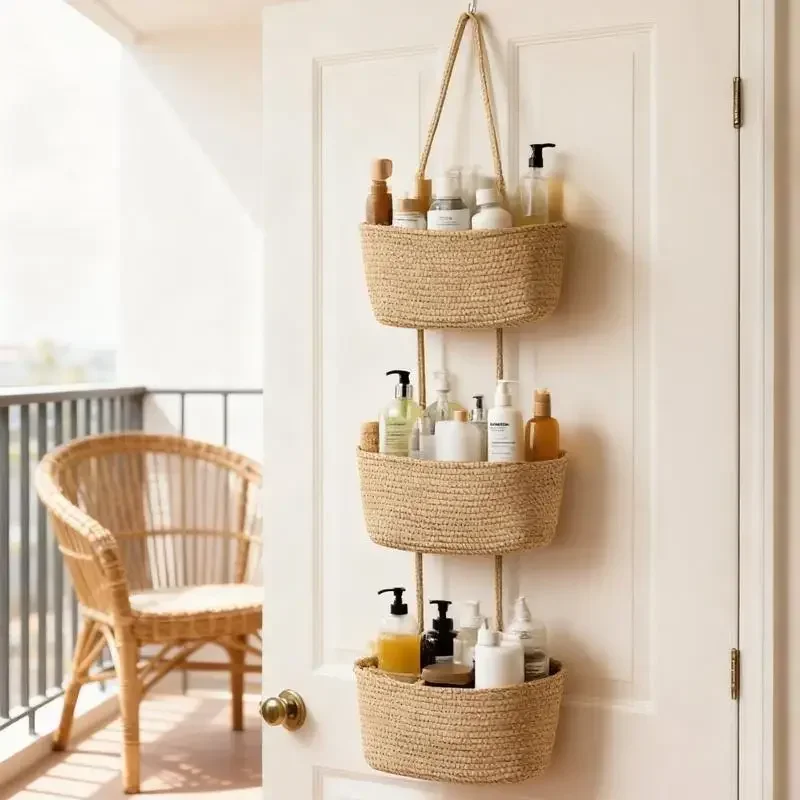 Baby Nursery Laundry Basket - Трехъярусная плетеная хлопковая подвесная корзина для