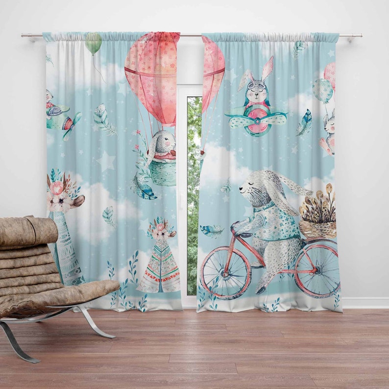 Baby Nursery Blackout Curtains - Занавеска для детской комнаты «Маленький кролик»,