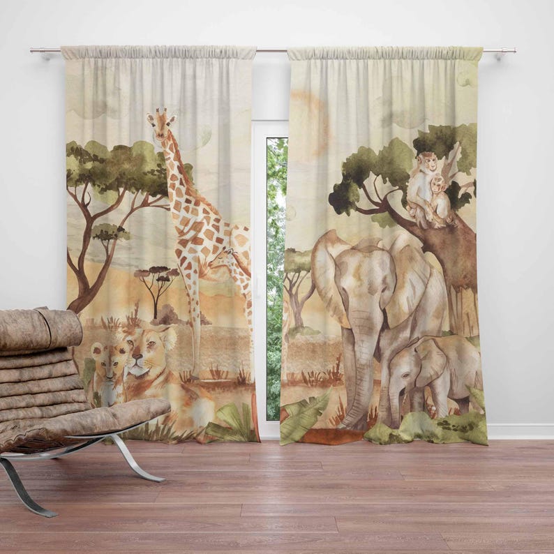 Baby Nursery Blackout Curtains - Шторы для мамы и ребенка, сафари,