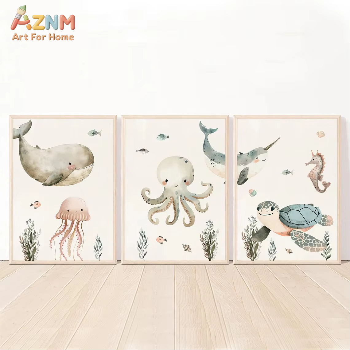 Animals Baby Nursery - AZNM Картина на холсте с милыми
