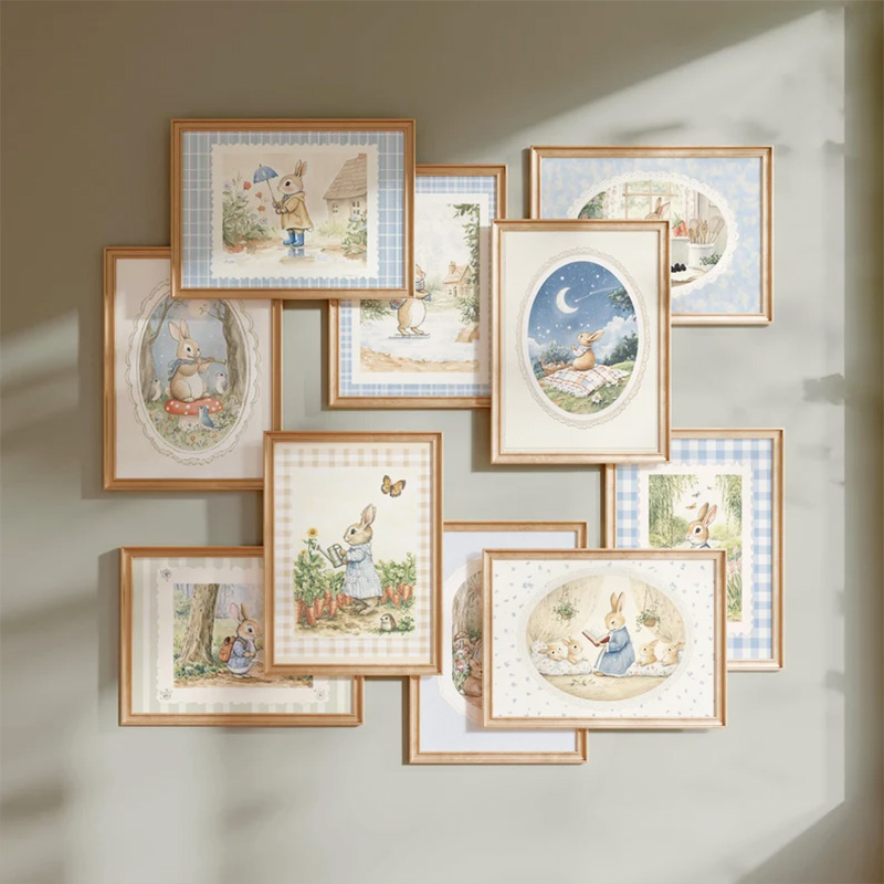 Baby Nursery Vintage - Винтажный синий клетчатый художественный постер в