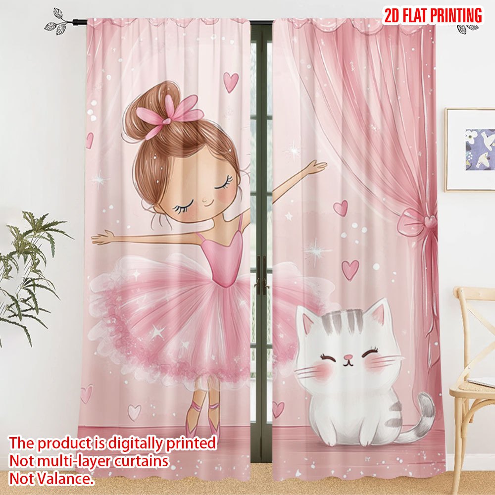 Baby Nursery Blackout Curtains - Розовые шторы с принтом «Балерина и