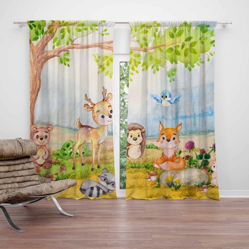 Baby Nursery Blackout Curtains - Шторы с лесными животными, детские шторы