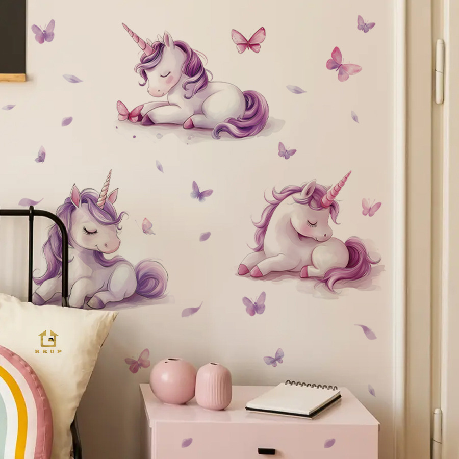 Baby Nursery Vinyl Wall Stickers - Мультяшная фантазия Единорог стикер на стену
