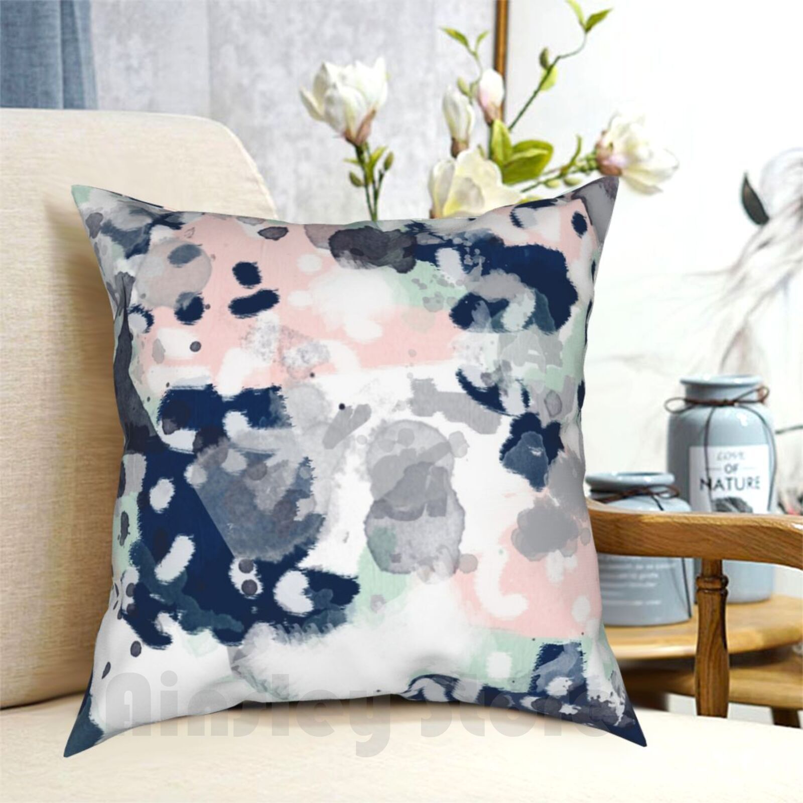 Baby Nursery Pillow - Мелиа-Акстрактная минимальная живопись, модный домашний декор,