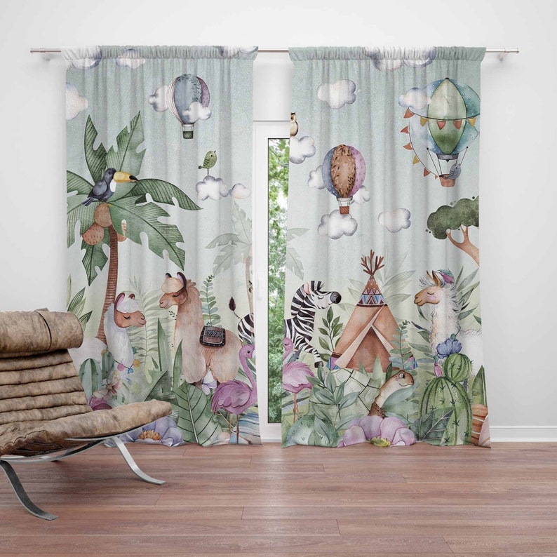 Baby Nursery Blackout Curtains - Сафари Животные Вечерние Детская Занавеска Детская