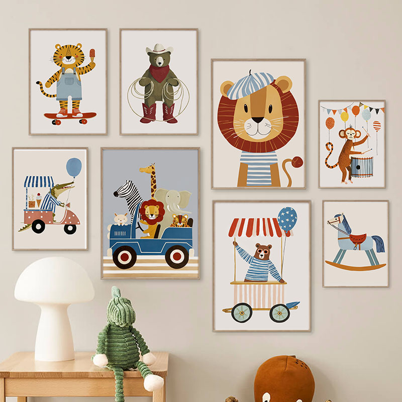 Baby Nursery Items - Забавные мультяшные животные: лев, медведь, тигр