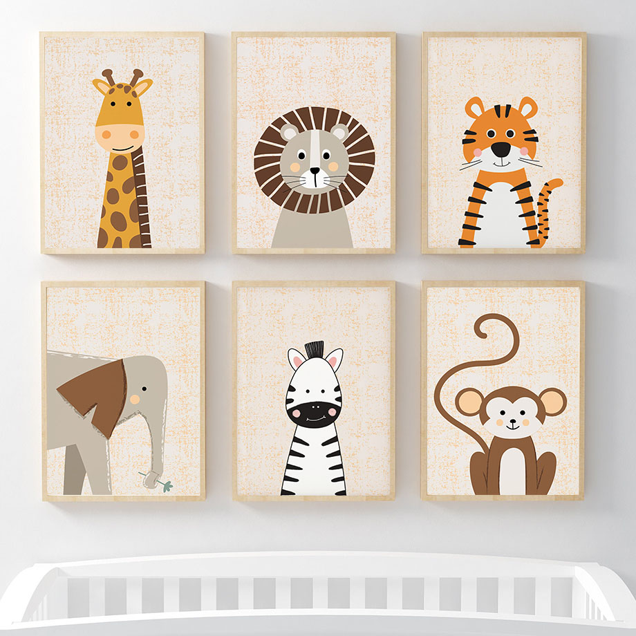 Animals Baby Nursery - Картины на холсте с изображением льва,
