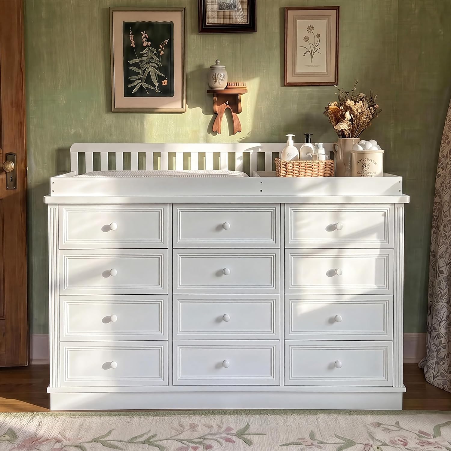 Baby Nursery Dresser - Пеленальный столик-комод, 100% массив дерева, комбинированная