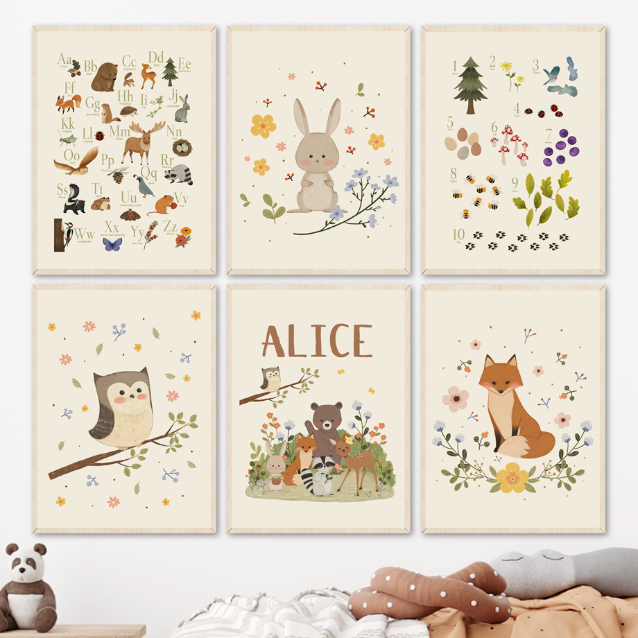 Animals Baby Nursery - 1 шт. безрамный холст с милыми