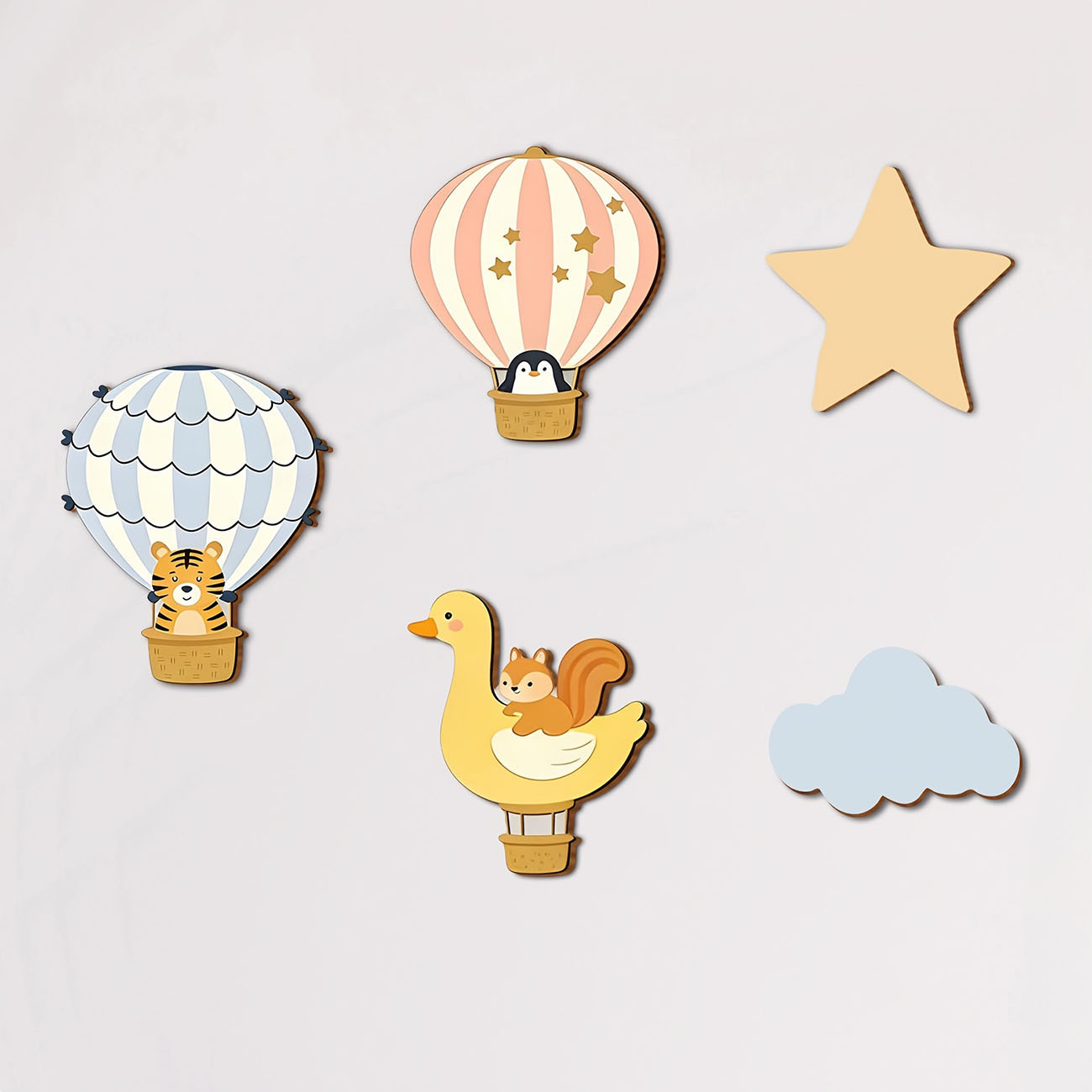 Baby Nursery Wall Stickers - Набор из 5 деревянных наклеек на