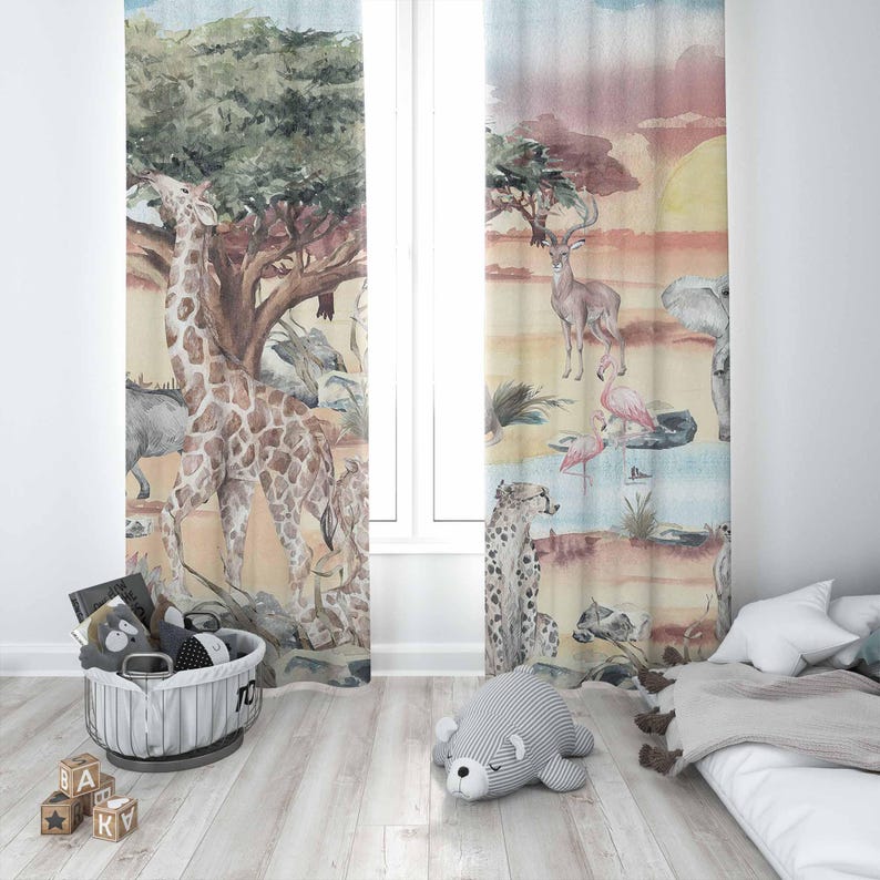 Занавеска с животными в стиле  – обзор и цена Baby Nursery Blackout Curtains