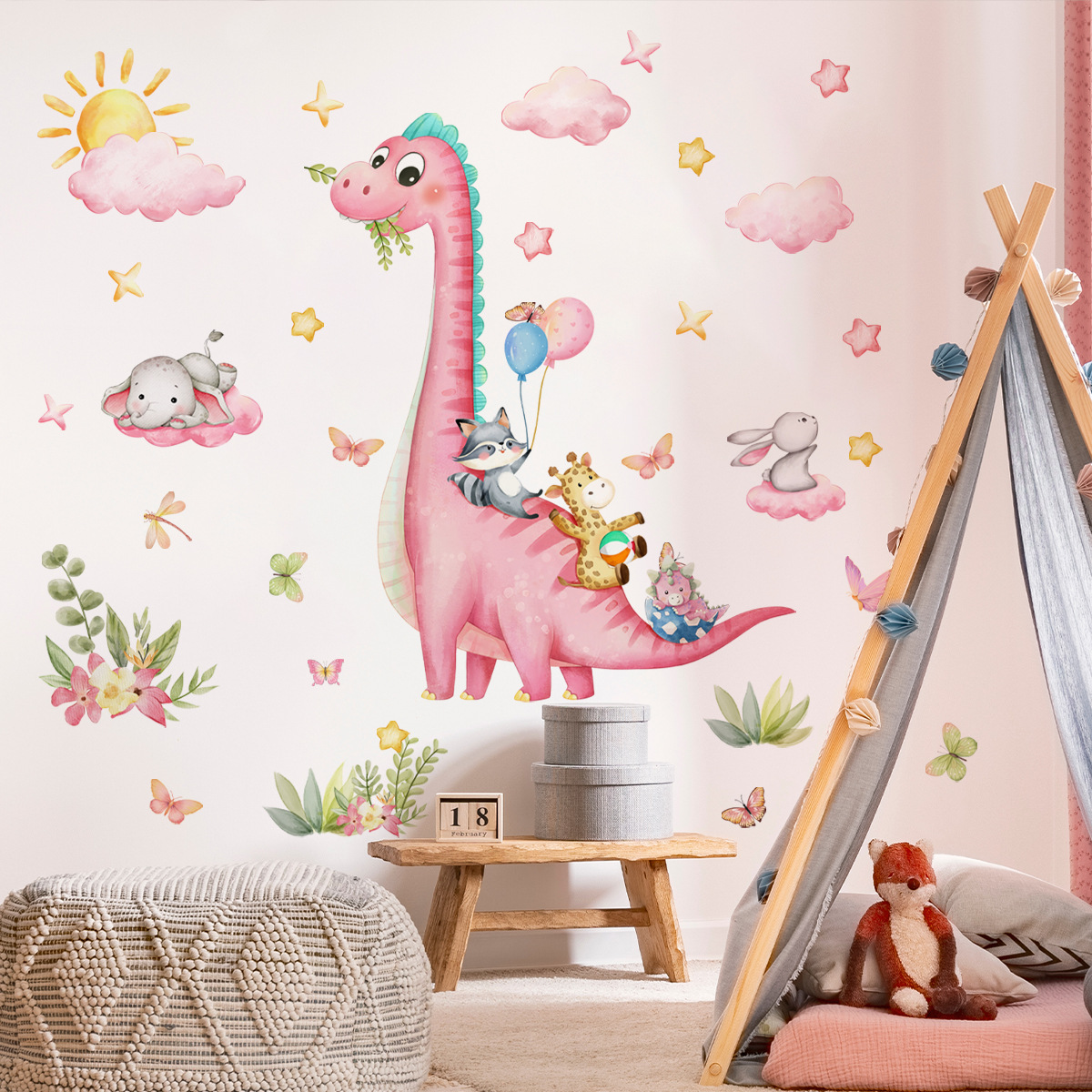 Большой мультяшный розовый дин – обзор и цена Baby Nursery Vinyl Wall Stickers