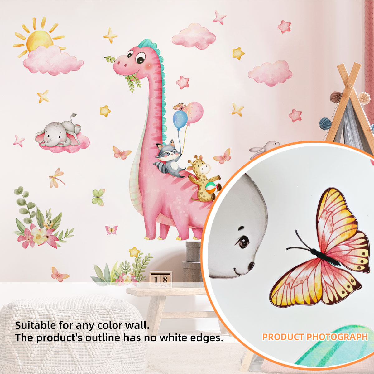 Большой мультяшный розовый дин – обзор и цена Baby Nursery Vinyl Wall Stickers