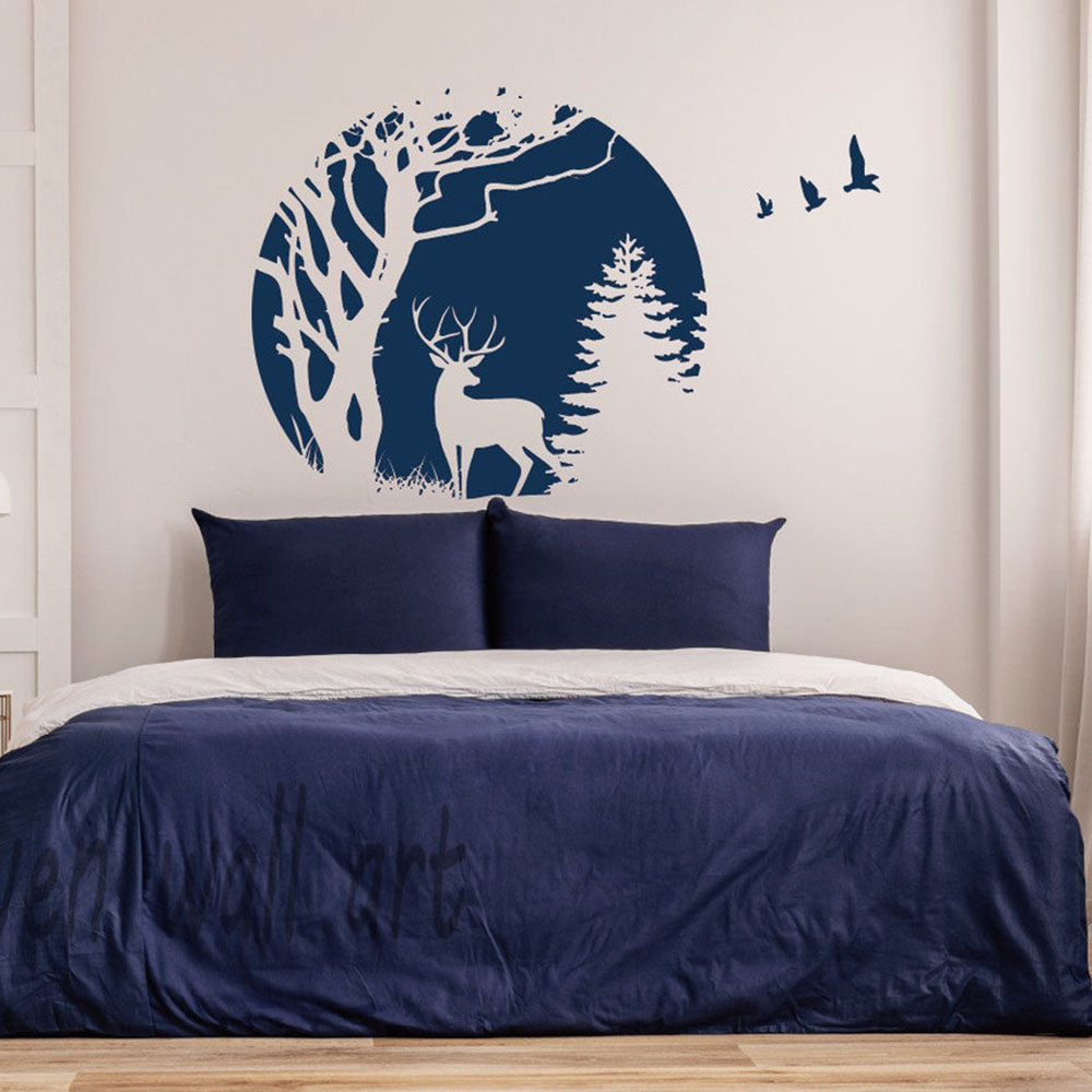 Круг Лес Олень Сосна Наклейка  – обзор и цена Baby Nursery Vinyl Wall Stickers