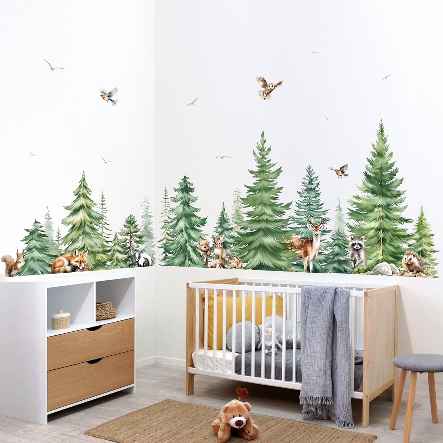 Большие акварельные сосны, жив – обзор и цена Baby Nursery Wall Stickers