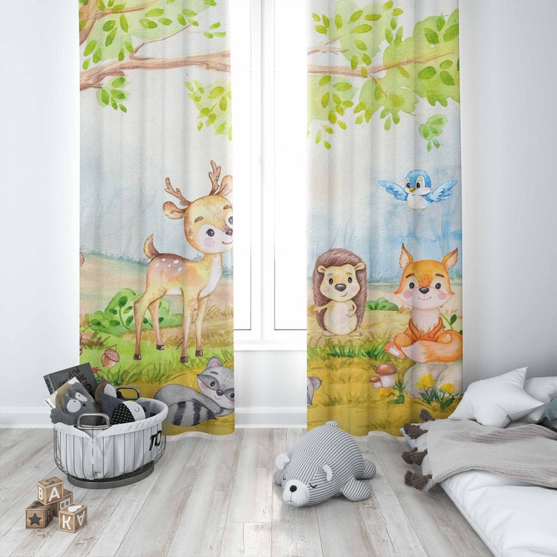 Шторы с лесными животными, дет – обзор и цена Baby Nursery Blackout Curtains