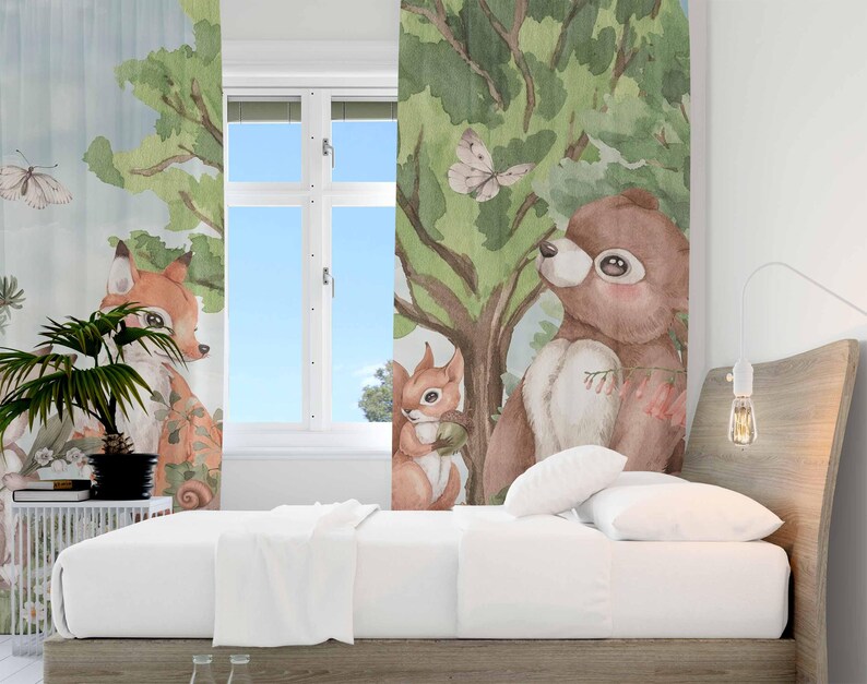 Шторы с лесными животными, дет – обзор и цена Baby Nursery Blackout Curtains