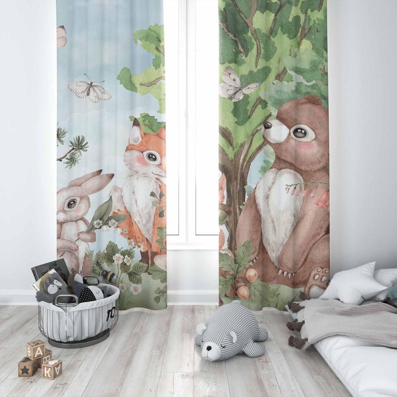 Шторы с лесными животными, дет – обзор и цена Baby Nursery Blackout Curtains