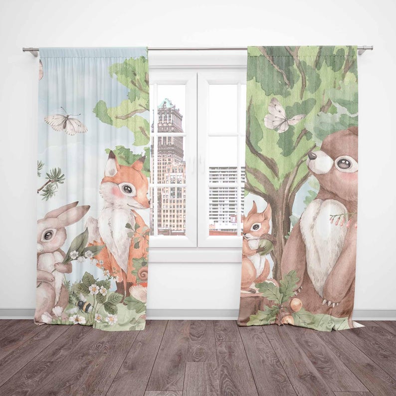 Шторы с лесными животными, дет – обзор и цена Baby Nursery Blackout Curtains