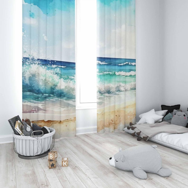 Шторы с морской волной, океан, – обзор и цена Baby Nursery Blackout Curtains