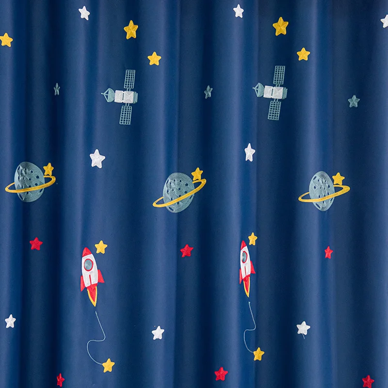 niebieski kreskówka rakieta st – обзор и цена Baby Nursery Blackout Curtains