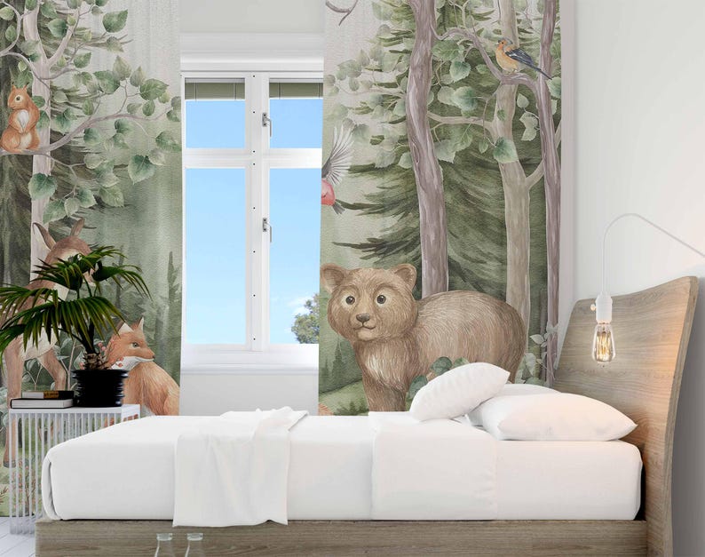 Шторы с лесными животными, дет – обзор и цена Baby Nursery Blackout Curtains
