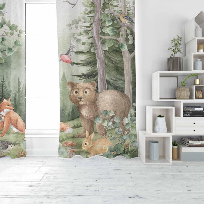 Шторы с лесными животными, дет – обзор и цена Baby Nursery Blackout Curtains