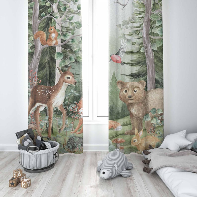 Шторы с лесными животными, дет – обзор и цена Baby Nursery Blackout Curtains