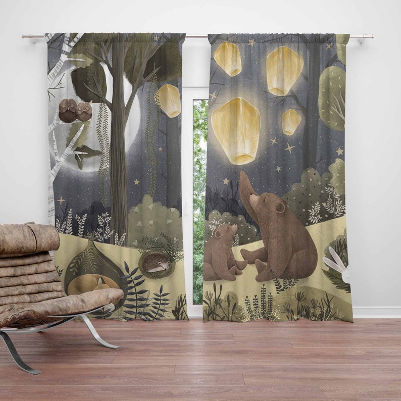 Лесные детские шторы с изображ – обзор и цена Baby Nursery Blackout Curtains