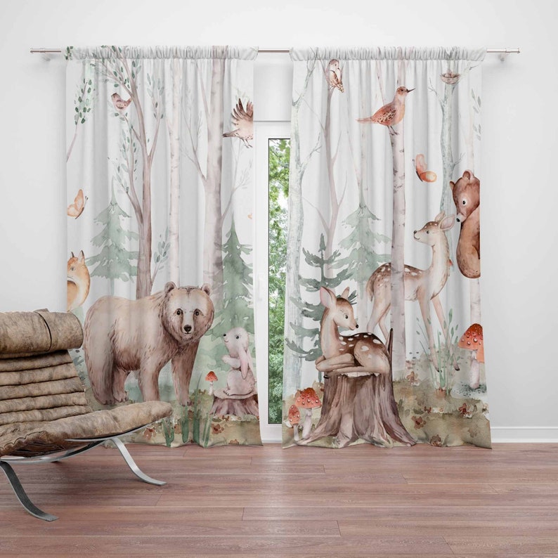 Шторы с лесными животными, дет – обзор и цена Baby Nursery Blackout Curtains