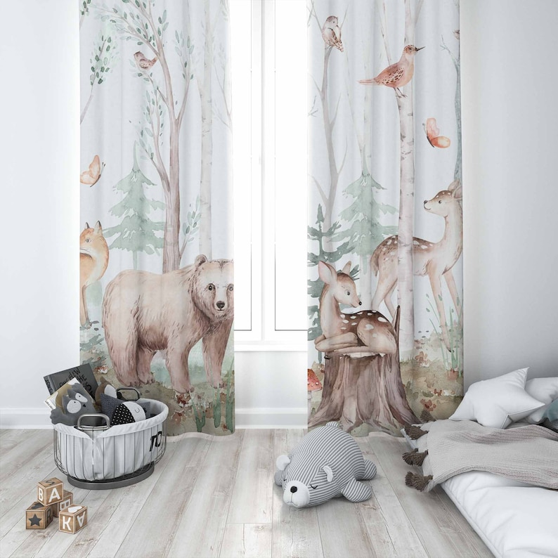 Шторы с лесными животными, дет – обзор и цена Baby Nursery Blackout Curtains