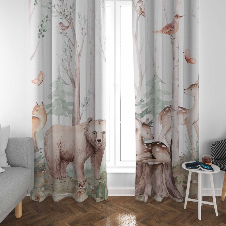 Шторы с лесными животными, дет – обзор и цена Baby Nursery Blackout Curtains
