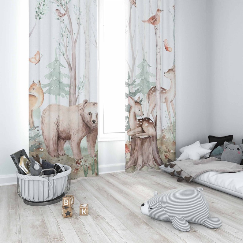 Шторы с лесными животными, дет – обзор и цена Baby Nursery Blackout Curtains