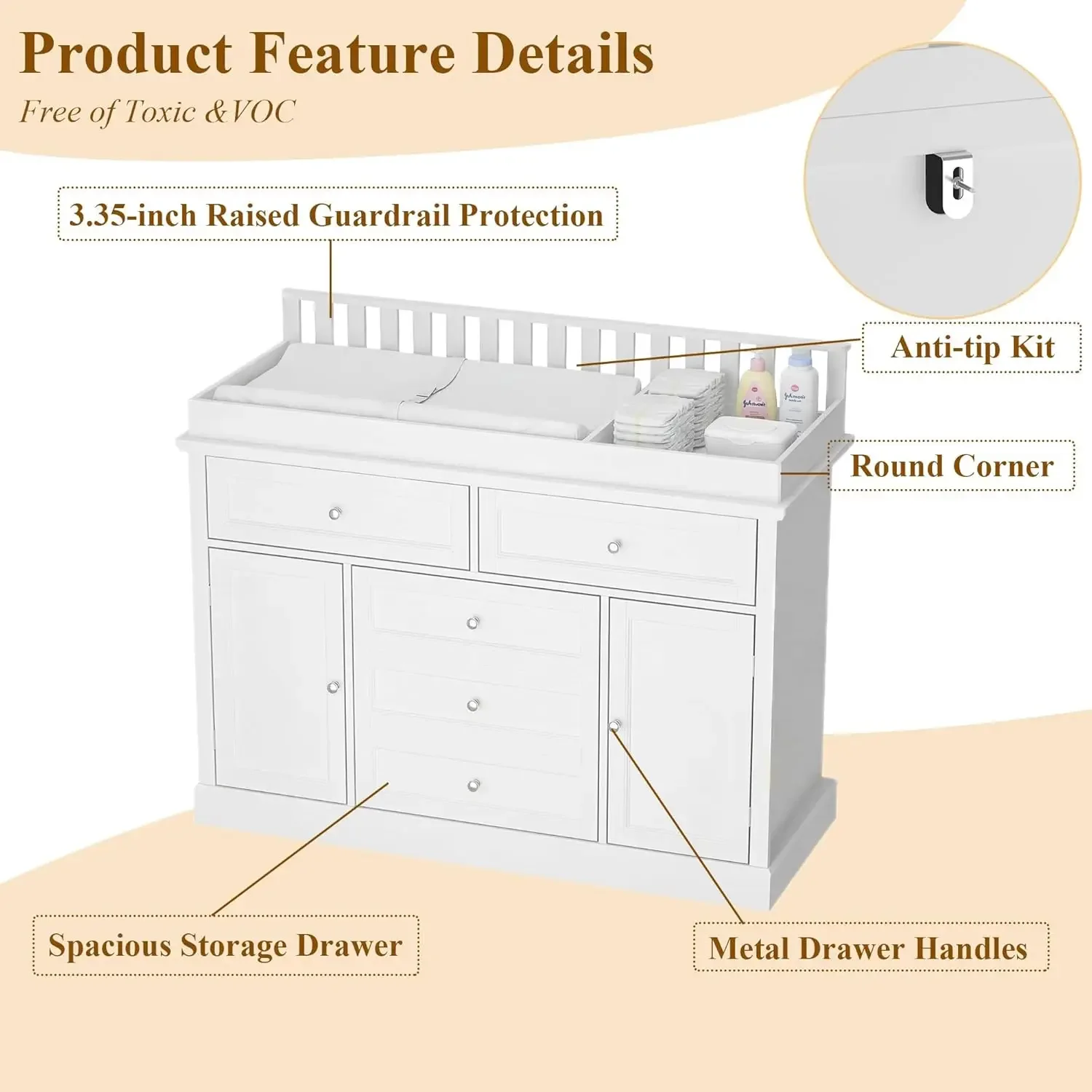 Детский комод 46 с пеленальным – обзор и цена Baby Nursery Dresser