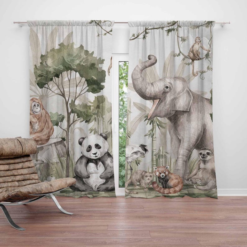 Шторы с животными в стиле сафа – обзор и цена Baby Nursery Blackout Curtains