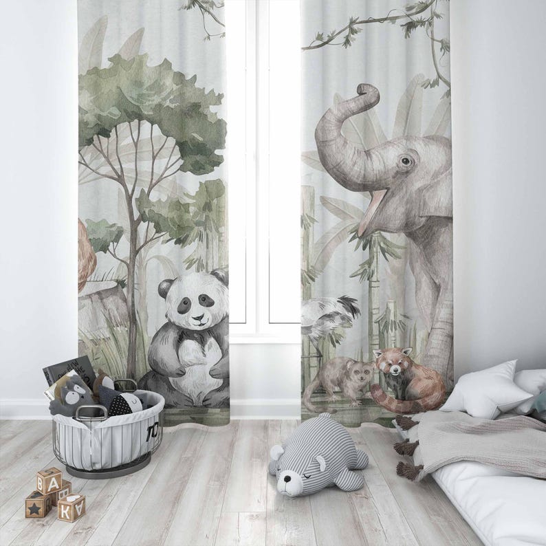 Шторы с животными в стиле сафа – обзор и цена Baby Nursery Blackout Curtains
