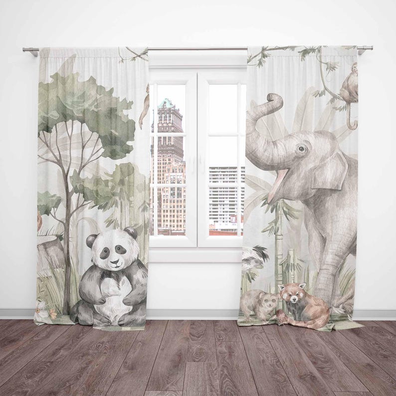 Шторы с животными в стиле сафа – обзор и цена Baby Nursery Blackout Curtains