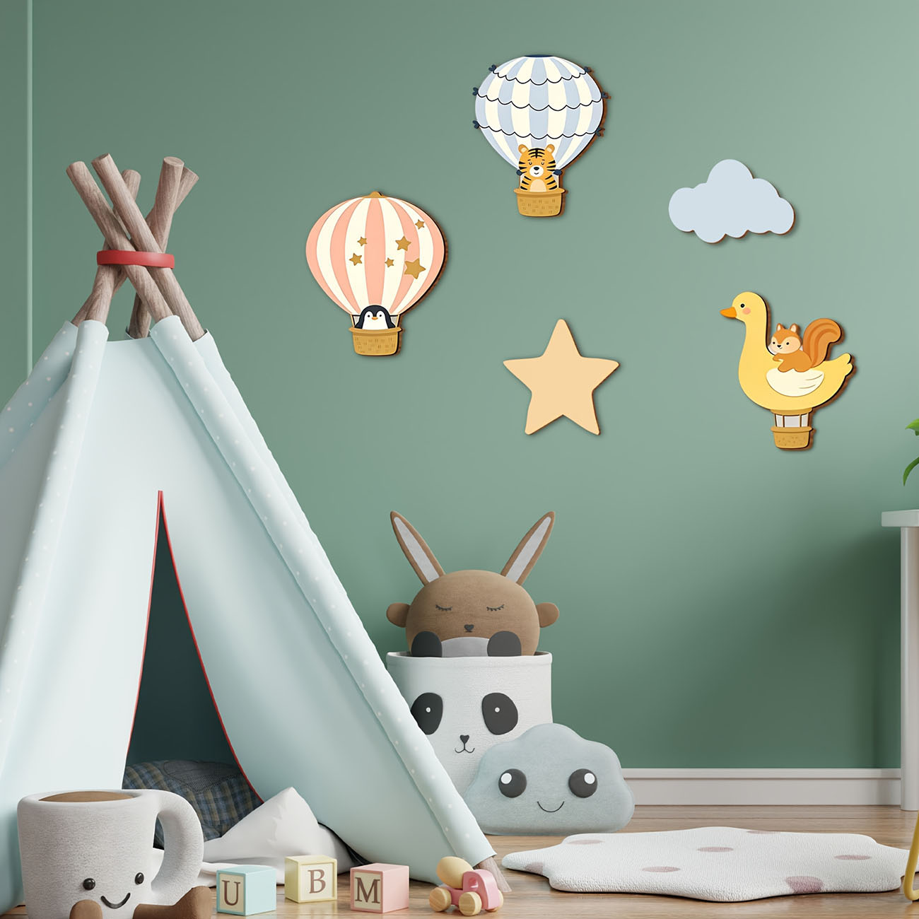 Набор из 5 деревянных наклеек  – обзор и цена Baby Nursery Wall Stickers